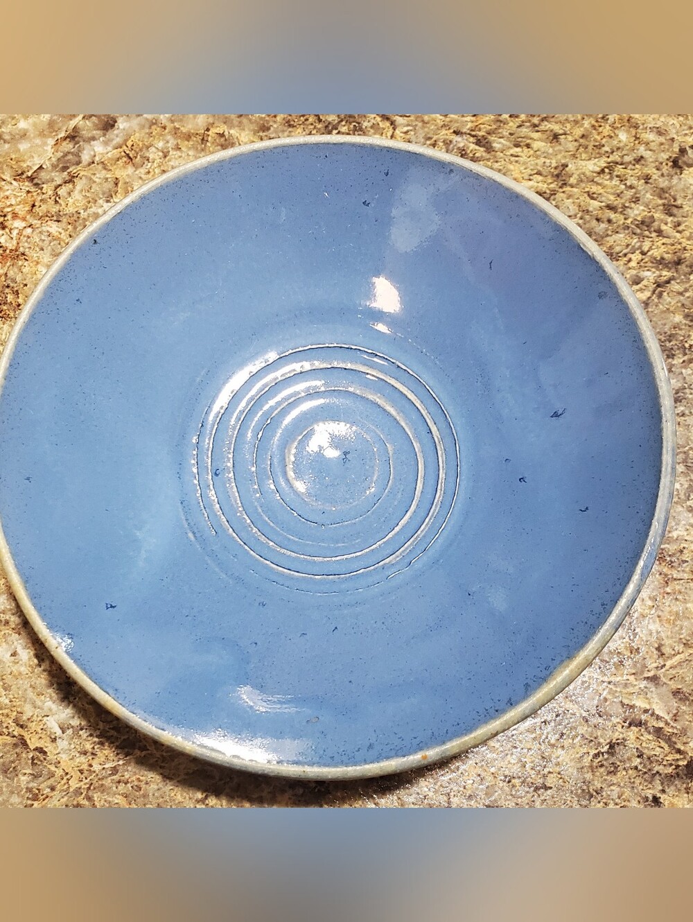 HANDMADE POTTREY . BOWL. DECO. CATCH ALL. BLUE GOLD. HEAVY